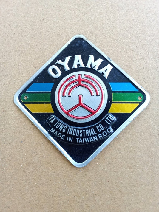 Original OYAMA Blue green yellow stripe Emblem Head Badge NOS vintage_bike_store