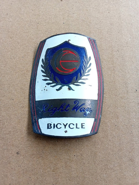 NOS RIGHT WAY Emblem Head Badge For Vintage Bicycle (Free shipping)https://admin.shopify.com/store/vintage-bike-store/products vintage_bike_store