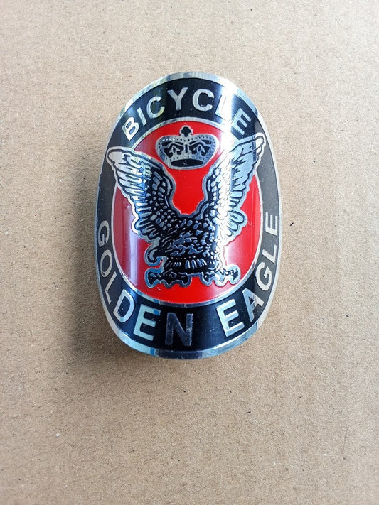 GOLDEN EAGLE Black Red Emblem Head Badge For Vintage Bicycle vintage_bike_store
