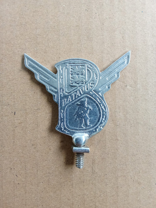 Batavus Silver Chrome Bicycle Front Mudguard Emblem Badge vintage_bike_store