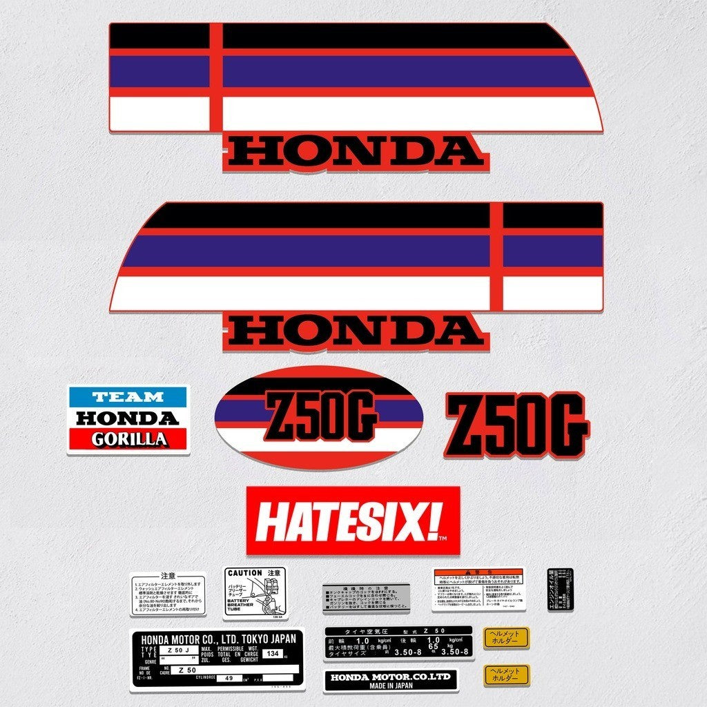 Sticker decal Honda dirt bike graphics Z50 Gorilla Gorilla Z50G Red Side Cover Tank – vintage_bike_store